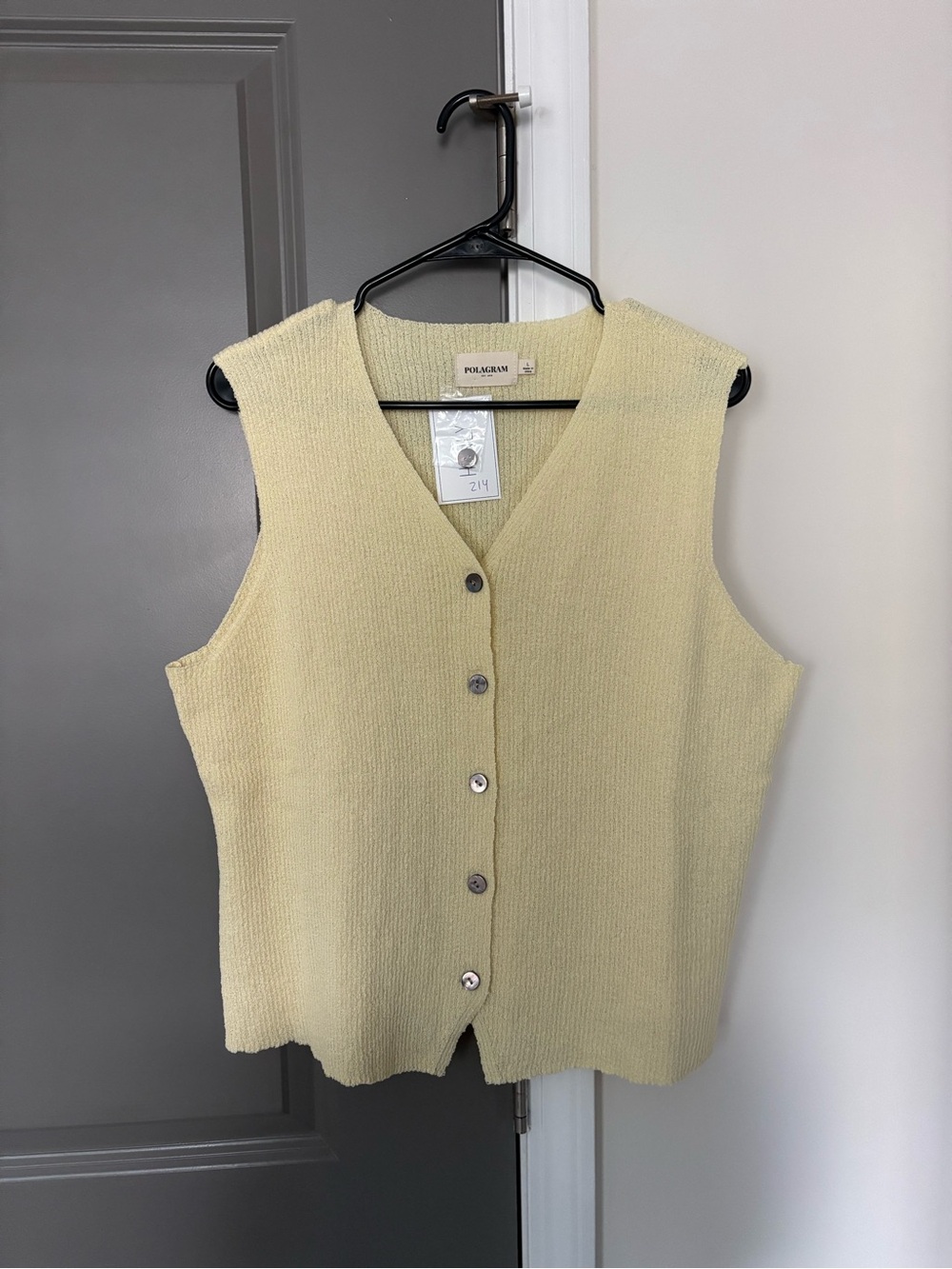 NWT Polagram Butter Yellow Knit Button-Front Vest Top